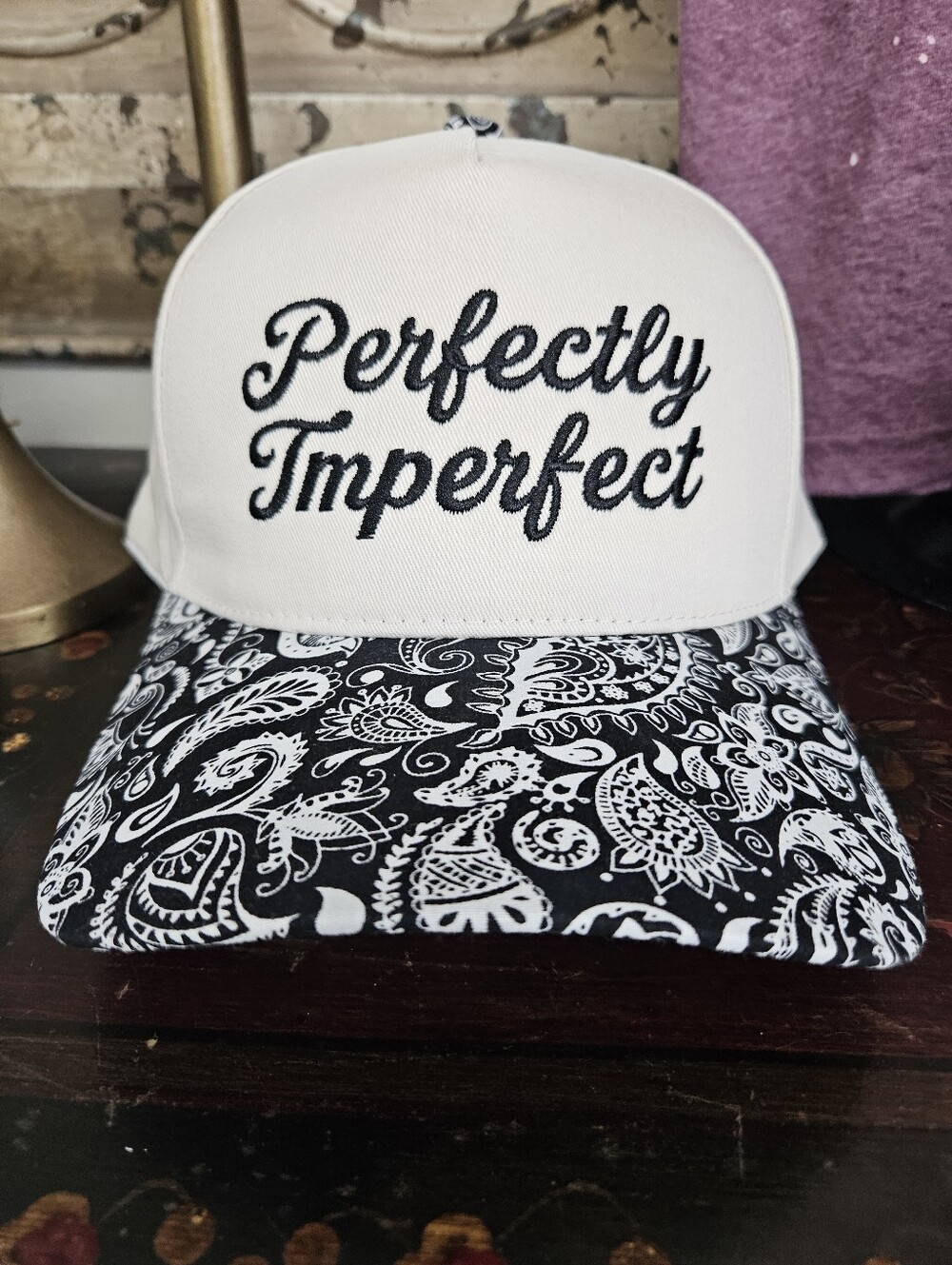 Perfectly Imperfect White and Black Trucker Hat - Unbranded